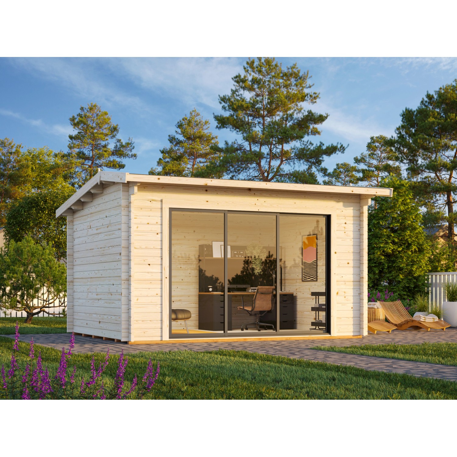 Palmako Gartenhaus Ines Slide 390 x 300 cm Lackiert Hellgrau-Anthrazit FSC® günstig online kaufen