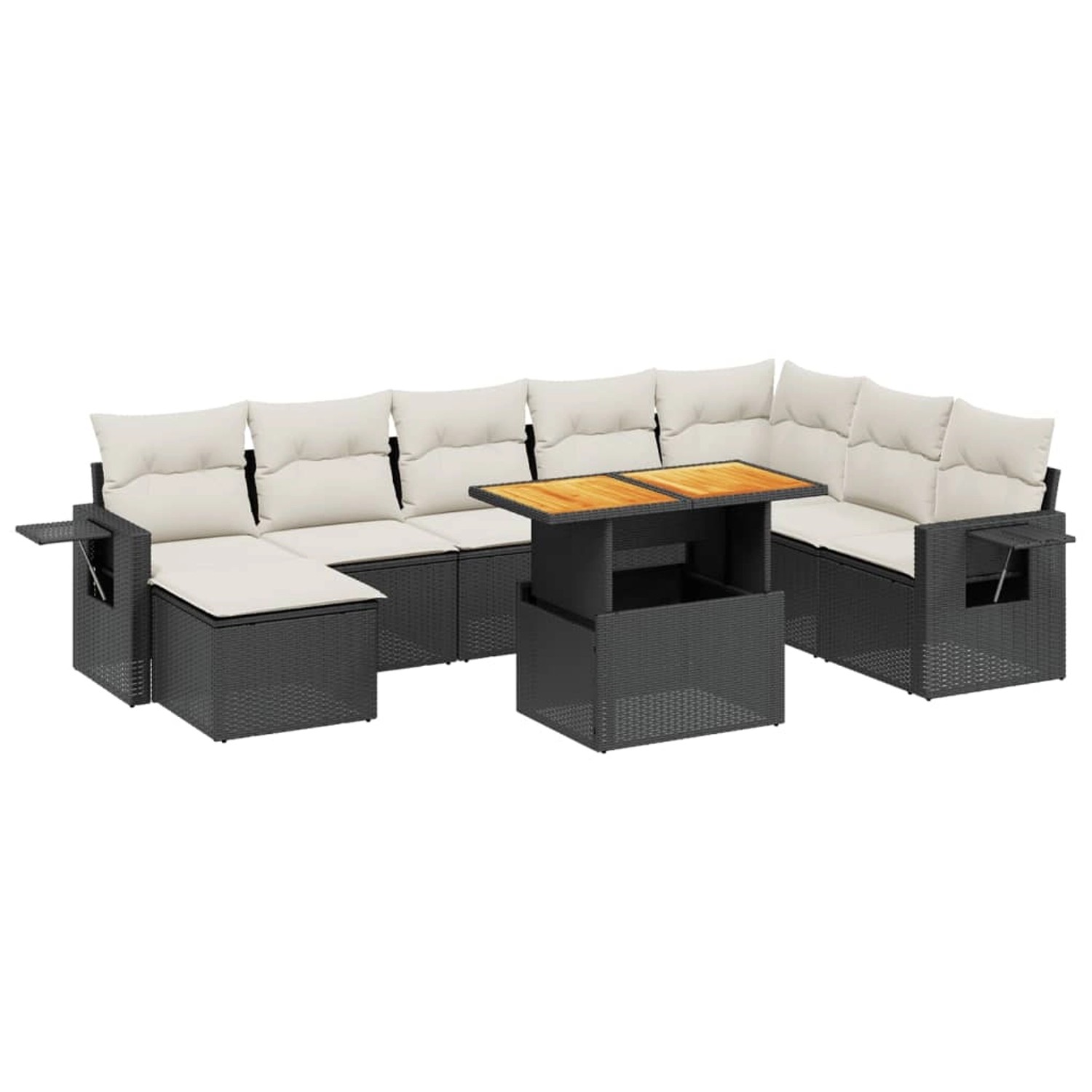 vidaXL 9-Tlg Garten-Sofagarnitur mit Kissen Schwarz Poly Rattan 3271889 günstig online kaufen