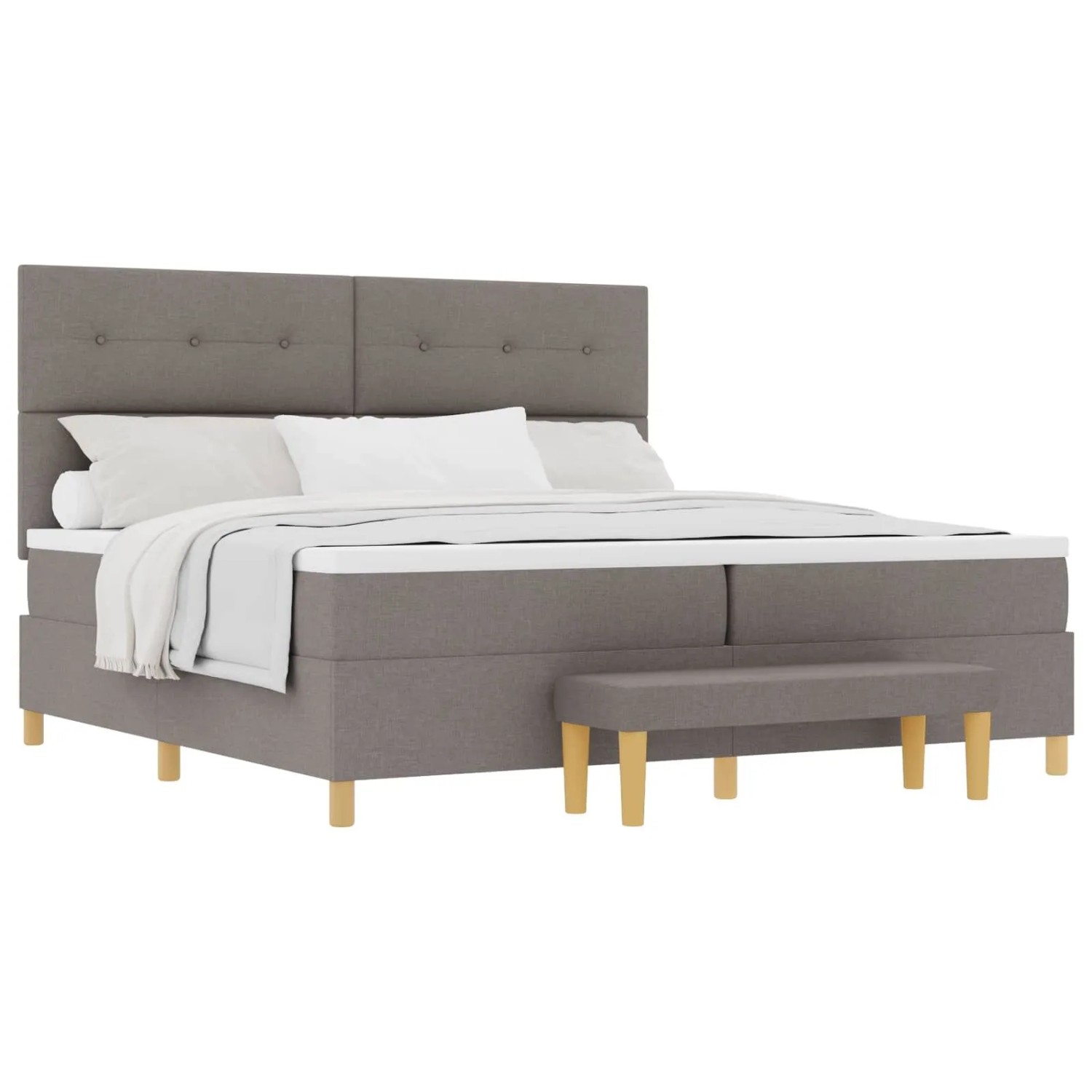 vidaXL Boxspringbett mit Matratze Taupe 200 x 200 cm Stoff 3344328