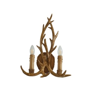 Lindby Wandleuchte Wandlampe Innen Fibi 9624943 Landhaus Vintage Rustikal in Braun 2-flammig E14 Wohnzimmerleuchte