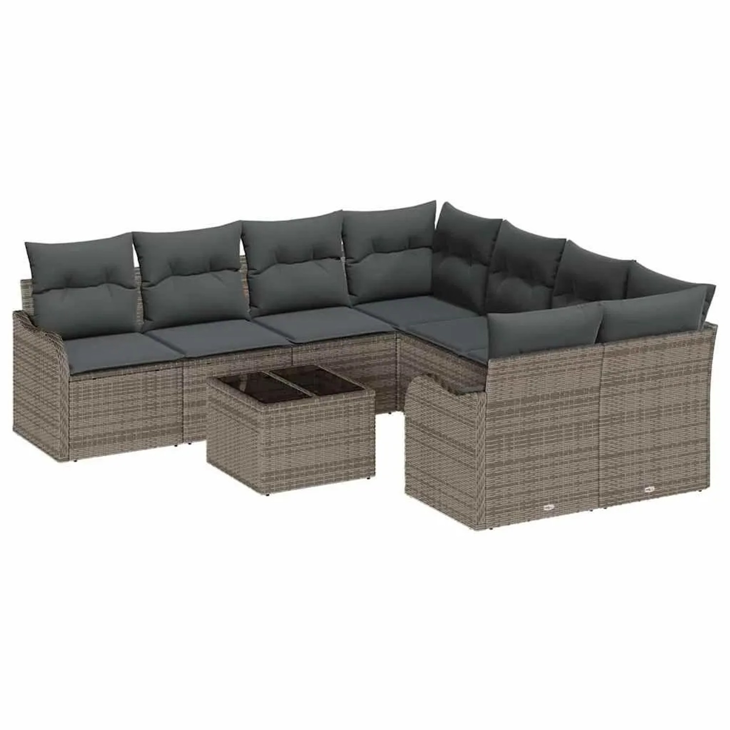 vidaXL Gartensofa-set mit Kissen mit Speicher 9-Tlg Grau Poly-Rattan 334563 günstig online kaufen