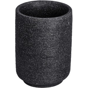 Anthrazitfarbener Wenko Zahnputzbecher Goa neo aus Polyresin mit feiner Struktur.