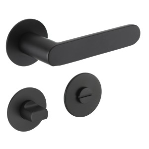 MeinTürgriff Drückergarnitur Georgetown Flachrosette Schwarz Matt Türdrücker WC