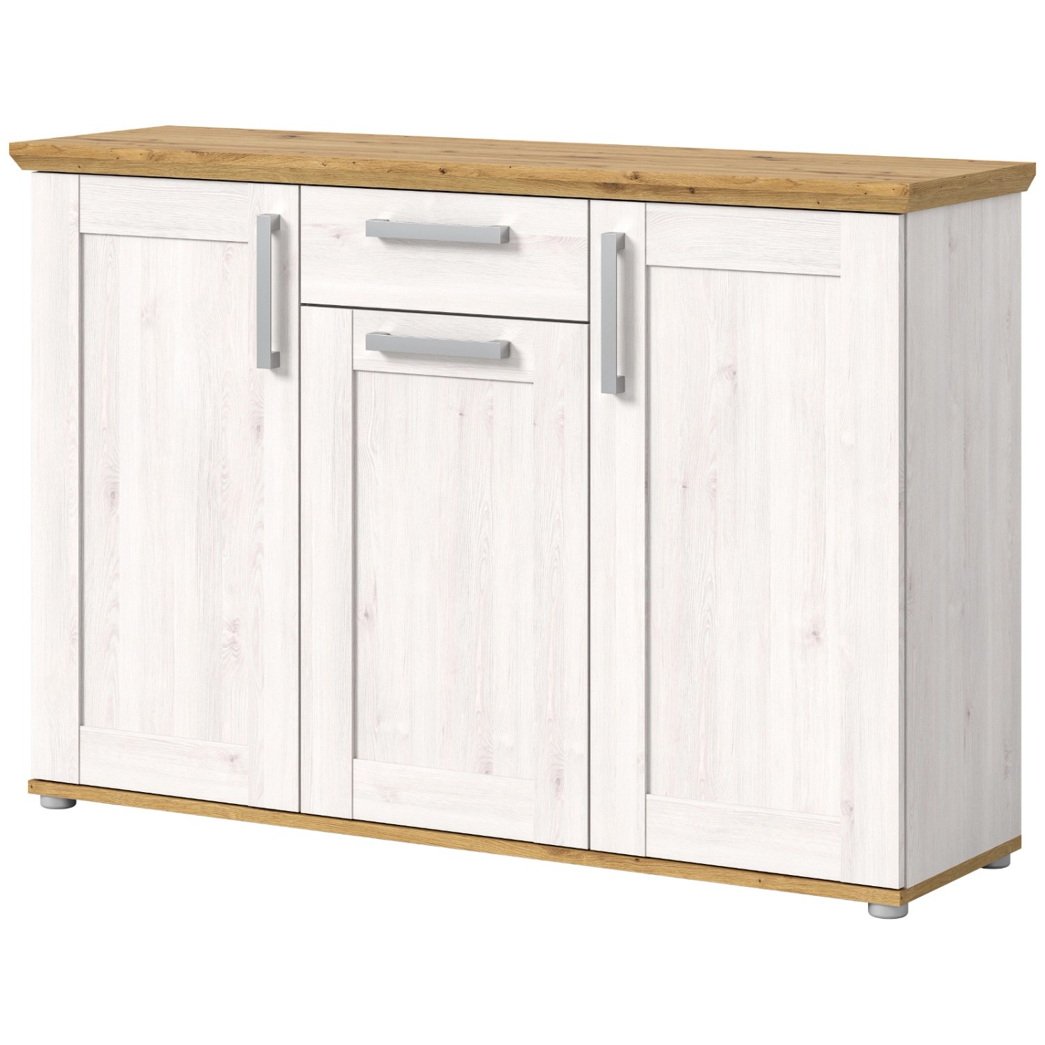Inn.Furn Sideboard Weiß Lärche Eiche Artisan 137 cm Landhaus-Stil Mirano