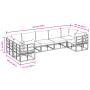 vidaXL Garten-Sofa-Set, 7-teilig, Schwarz, Aluminium, modulare Bauweise mit Maßen.