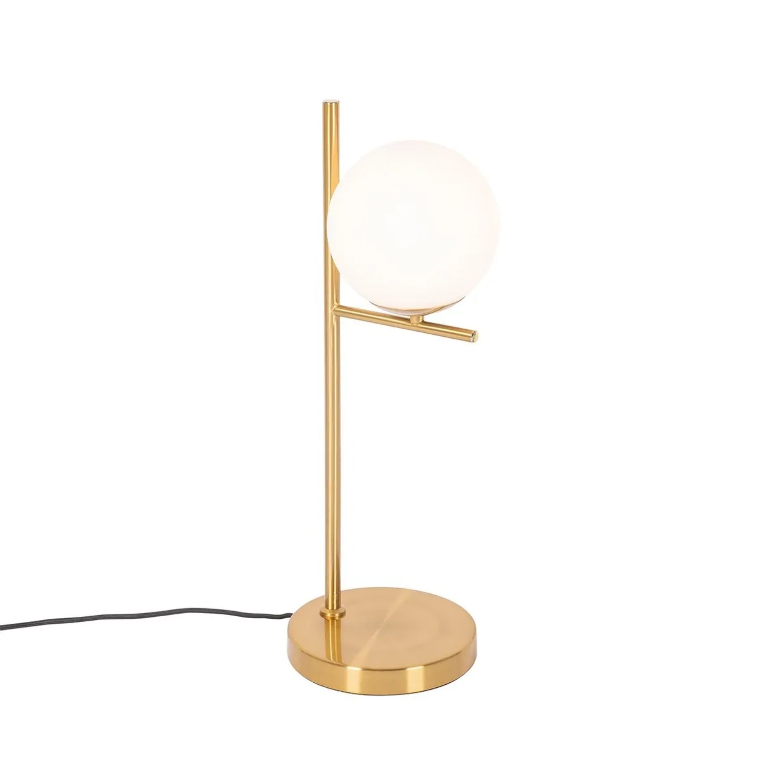 QAZQA Art-Deco-Tischlampe aus Gold und Opalglas Flore