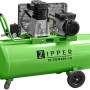 Grüner Zipper Kompressor ZI-COM200-10, riemenbetrieben, mit Manometern und Schnellanschlüssen.