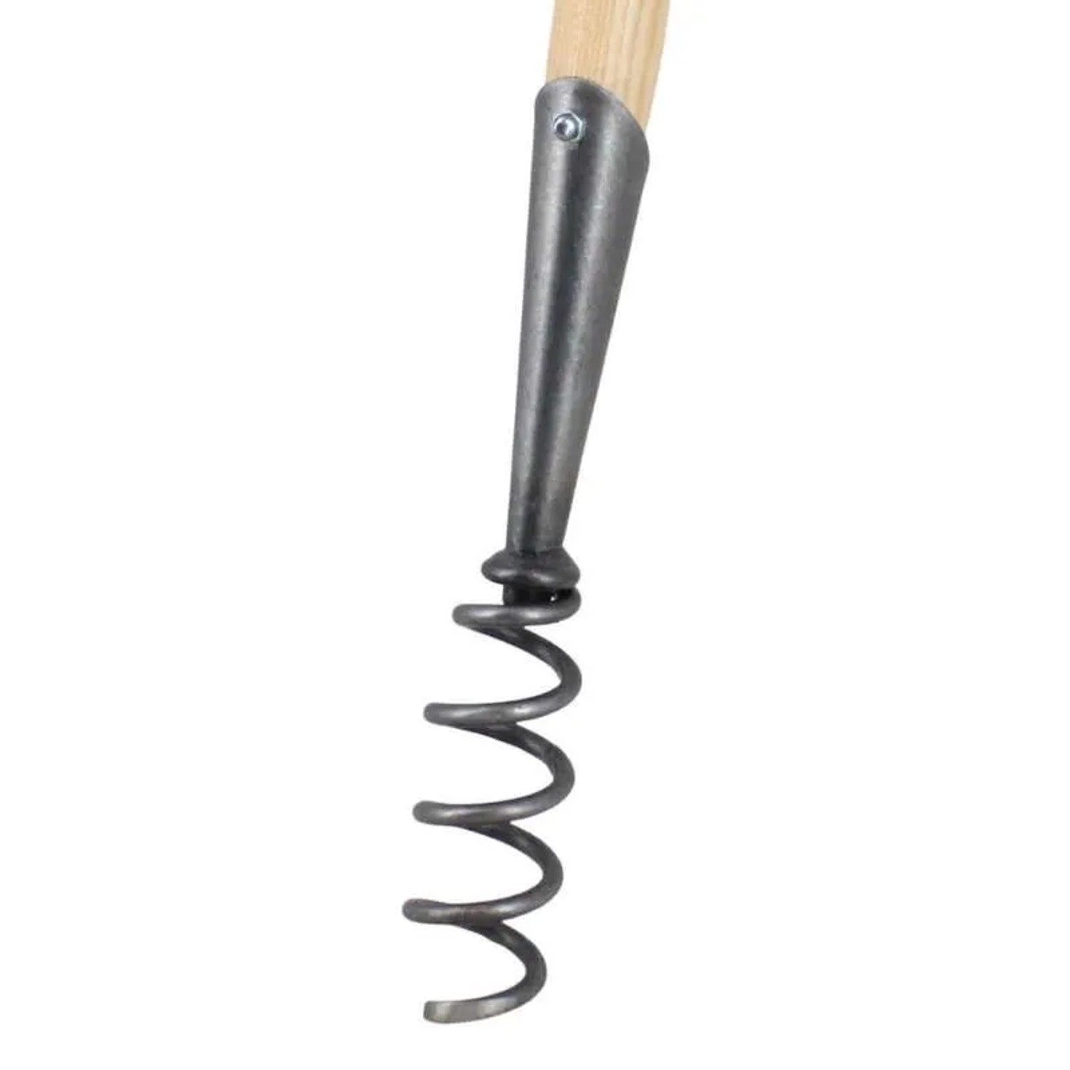 D&O Löwenzahnzieher mit T-Stiel (80 cm): Detailaufnahme des Kopfes in Korkenzieherform.