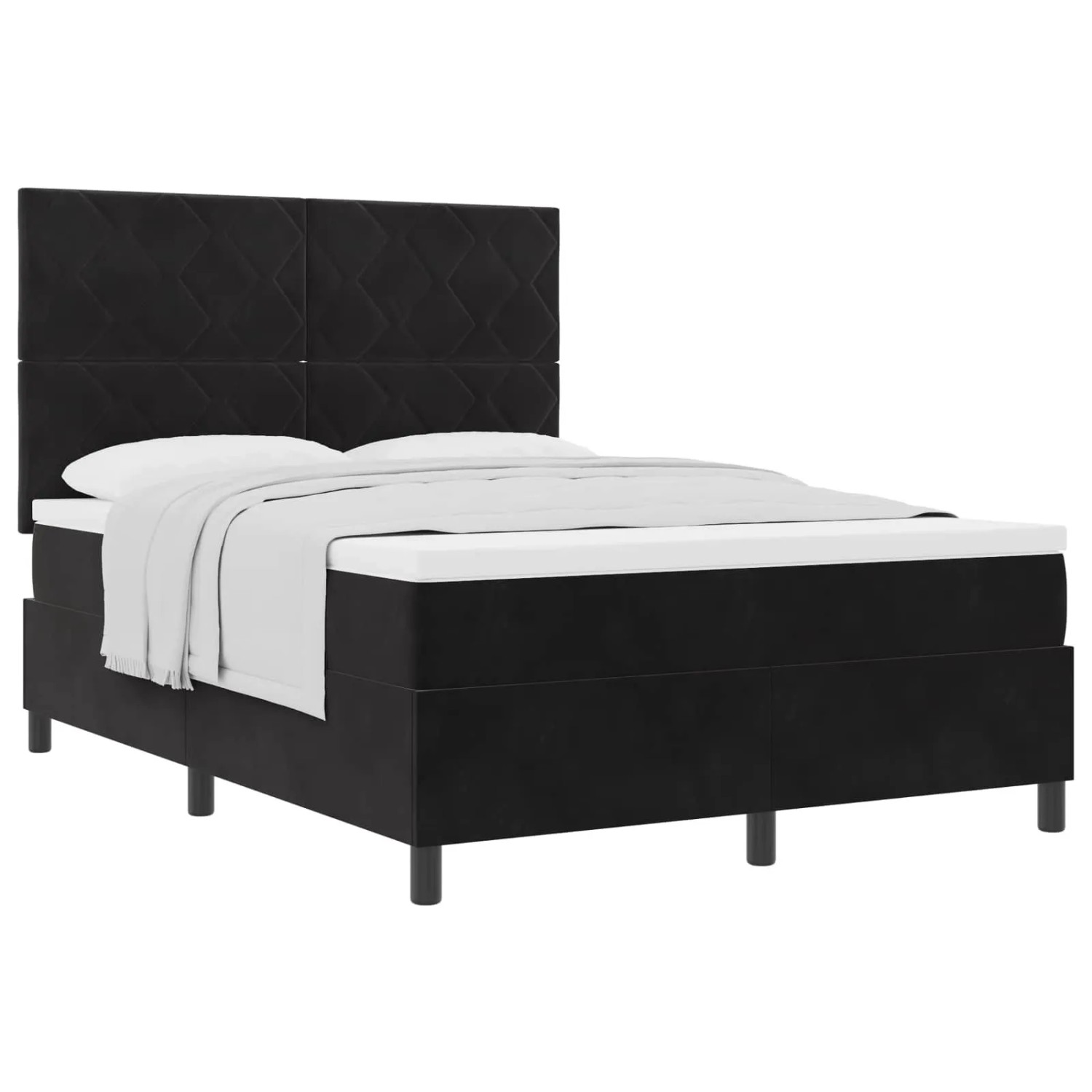 vidaXL Boxspringbett mit Matratze Schwarz 140 x 200 cm Stoff 3339904