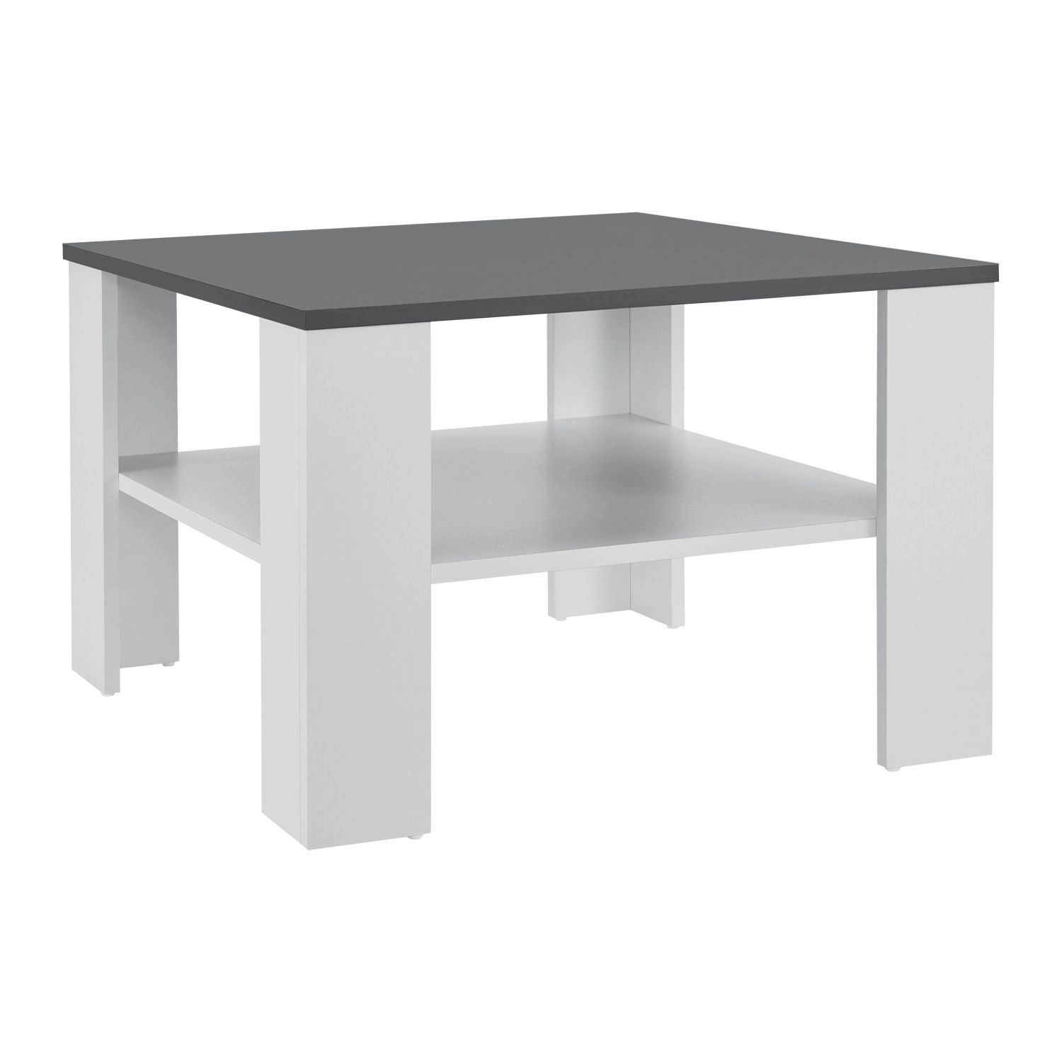 Juskys Couchtisch 60 x 60 x 40 cm mit Ablage Weiß Dunkelgrau günstig online kaufen
