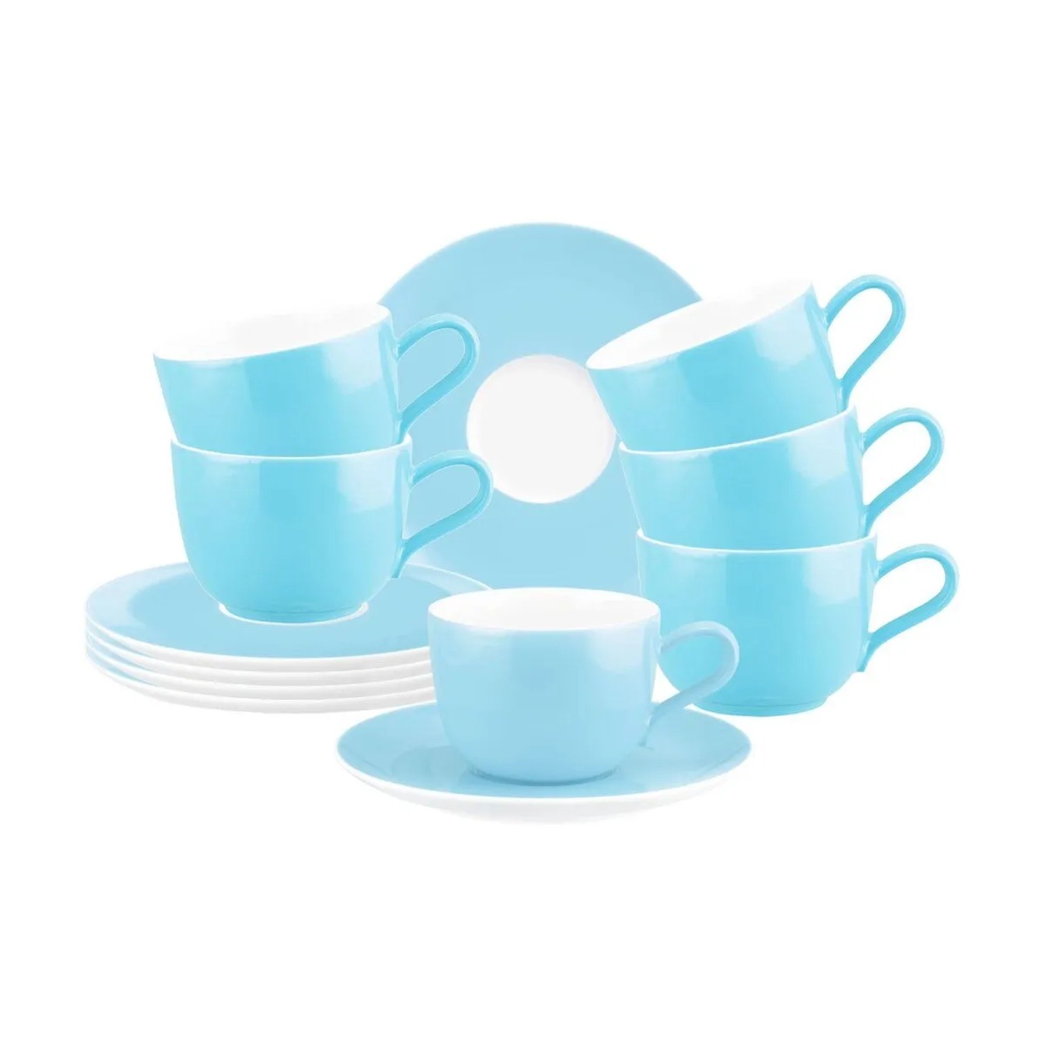 Seltmann Weiden Liberty Pure Colors Kaffeetasse mit Untertasse 260 ml 6er Set Lagoon Blue