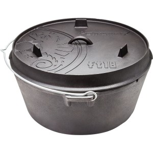 Petromax Dutch Oven FT18-T, gusseiserner Feuertopf mit Deckel und Henkel, ideal zum Kochen im Freien.