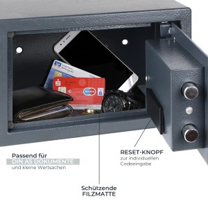 HMF 4612112 Tresor Zahlenschloss Möbeltresor 31 x 20 x 20 cm Anthrazit