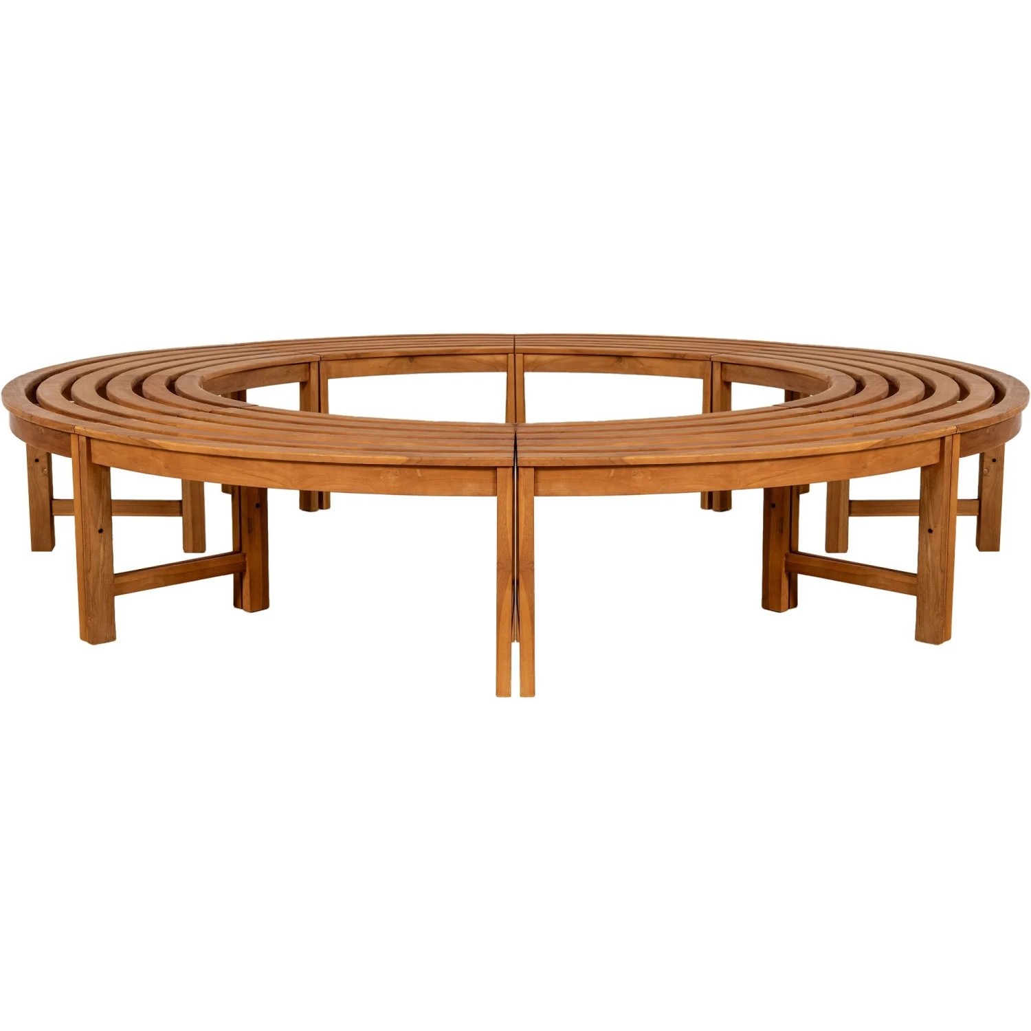 DELUKE Baumbank TINAR Holz Braun 250x250x45cm Kreisrunde Sitzbank Ohne Lehne Baumbank Gartenbank Für Baum