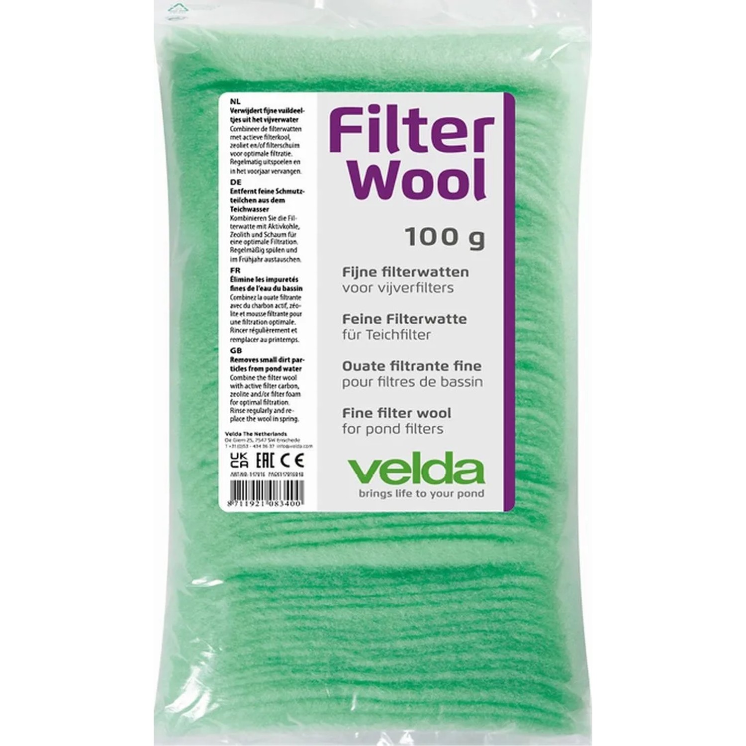 Velda Teich Filterwatte Pond Filter Wool 100 G Blaugrün