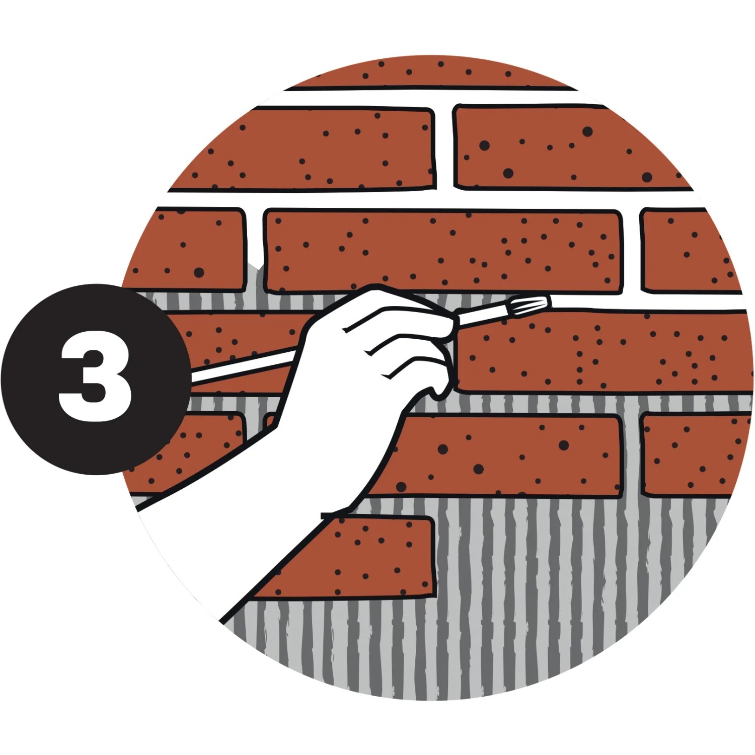 Illustration: Anbringen von Elabrick Verblender Dover (Schritt 3: Fugen ausbessern).