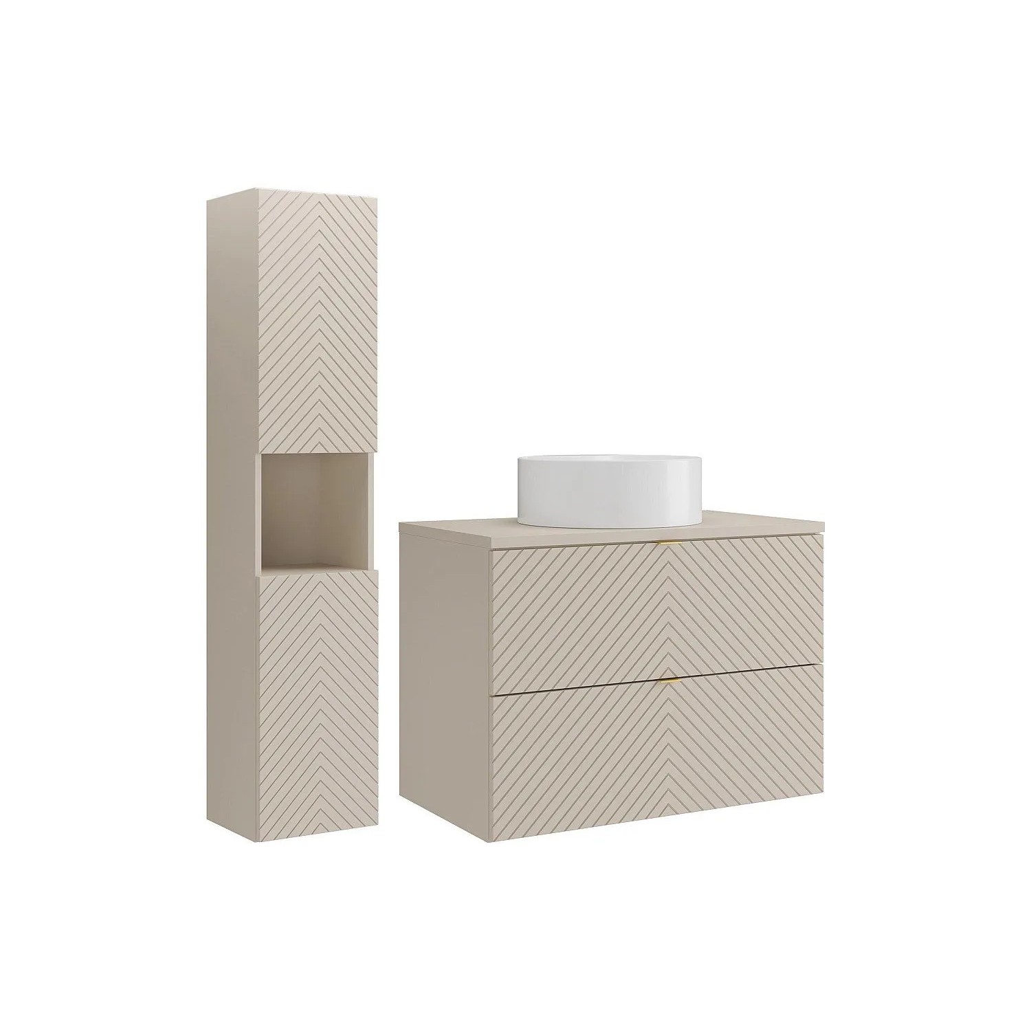 Vente-unique Badmöbel-Set Dorioni Beige 80 cm