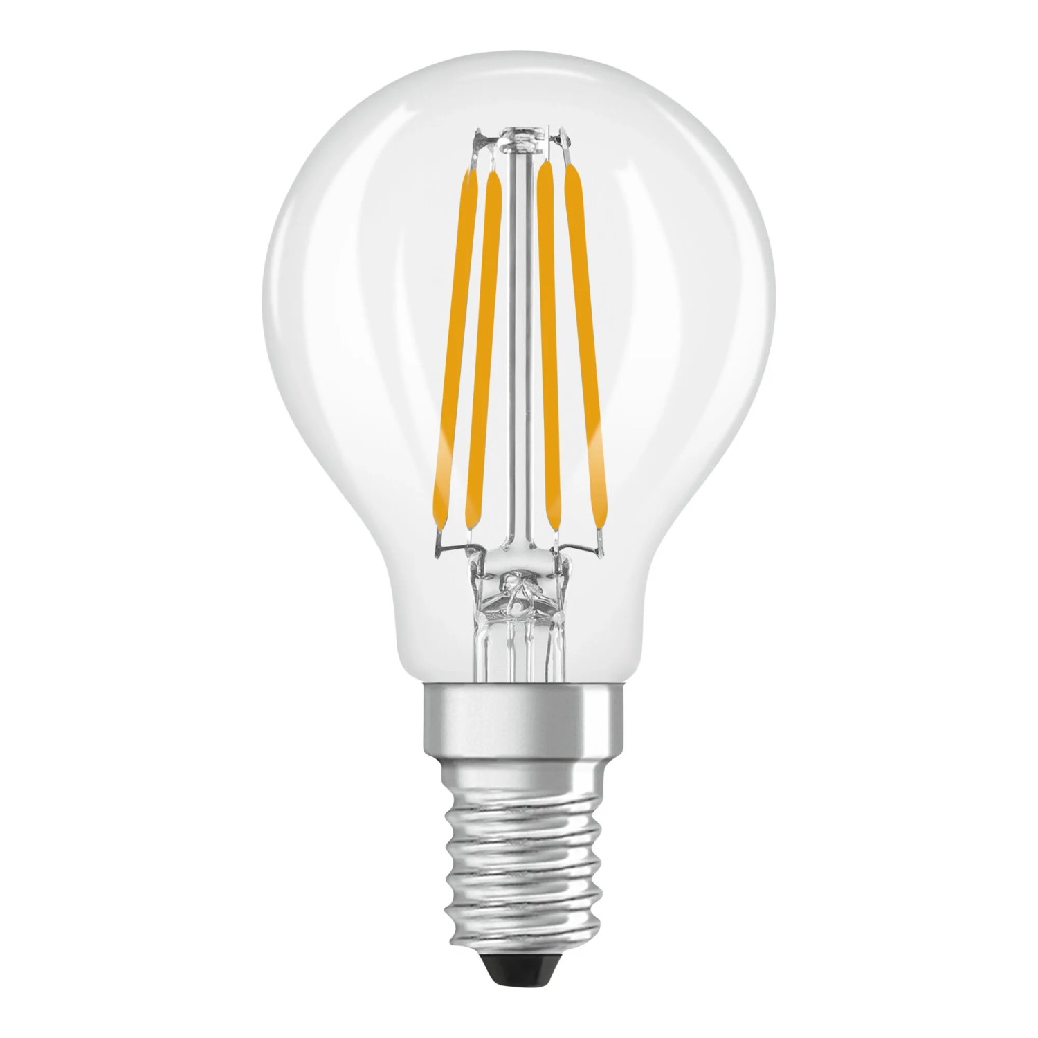 Osram LED-Leuchtmittel E14 Tropfenform, 3,4W, neutralweiß, klare Glasbirne.