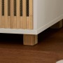 Detailaufnahme: SoBuy Hochschrank BZR127-W, Badregal mit Lamellentür und Füßen aus Bambus.