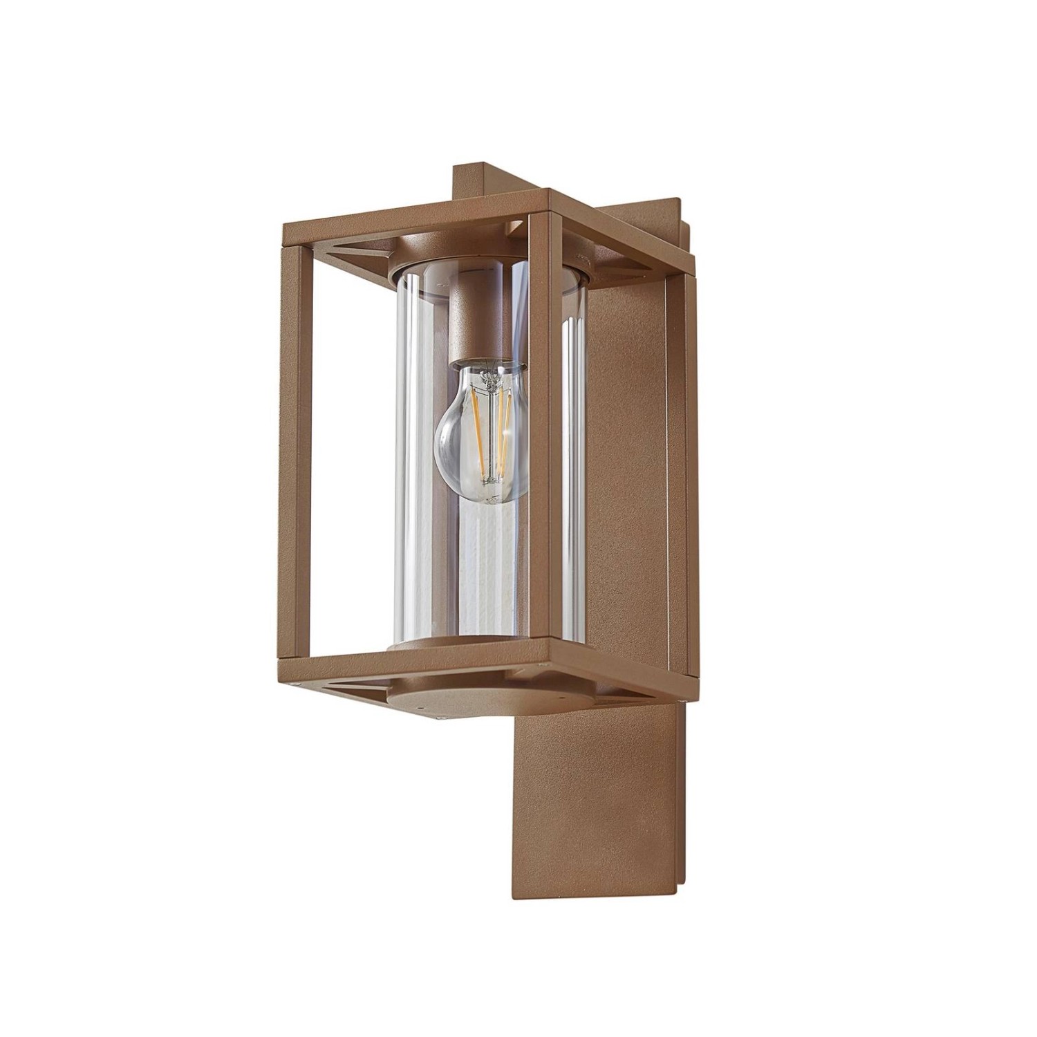 Lucande Wandleuchte Außen Ferda 10031801 Spritzwassergeschützt Modern in Braun aus Aluminium 1-flammig E27