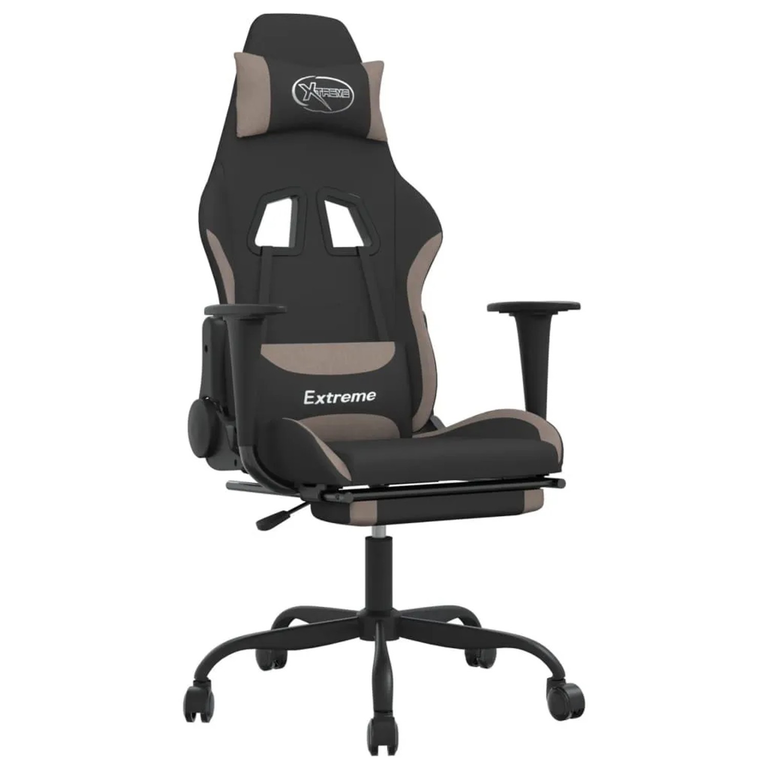 vidaXL Gaming-Stuhl mit Fußstütze Schwarz und Taupe Stoff 3143724 günstig online kaufen