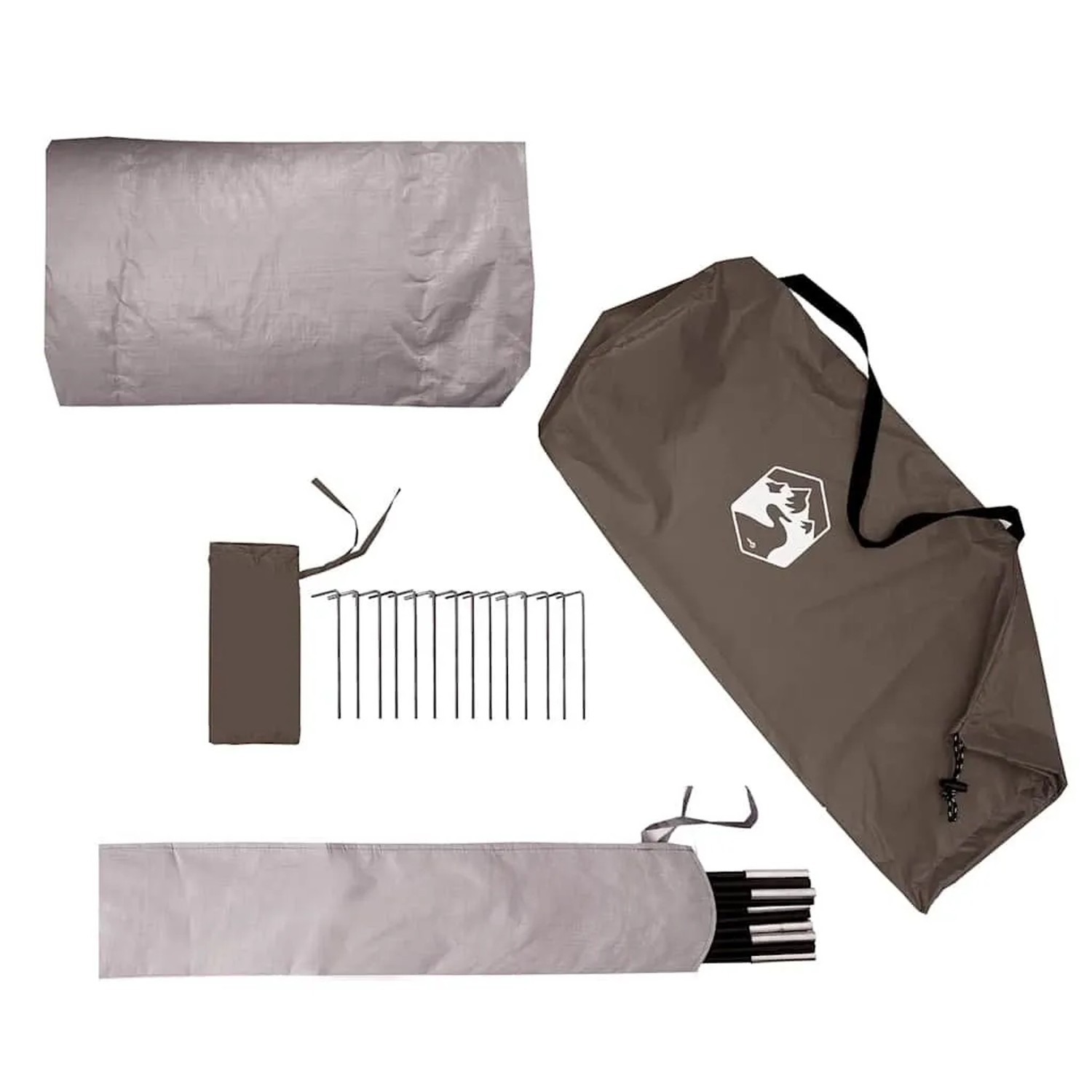 vidaXL Angelzelt 5 Personen: braune Tragetasche, Zeltstoff, Stangen und Heringe für Camping. Wasserdichtes Zubehör.