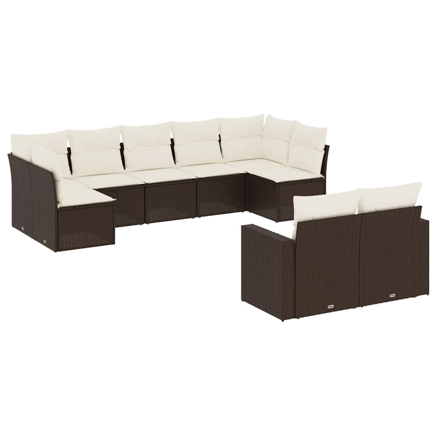 vidaXL 9-Tlg Garten-Sofagarnitur mit Kissen Braun Poly Rattan 3219413 günstig online kaufen