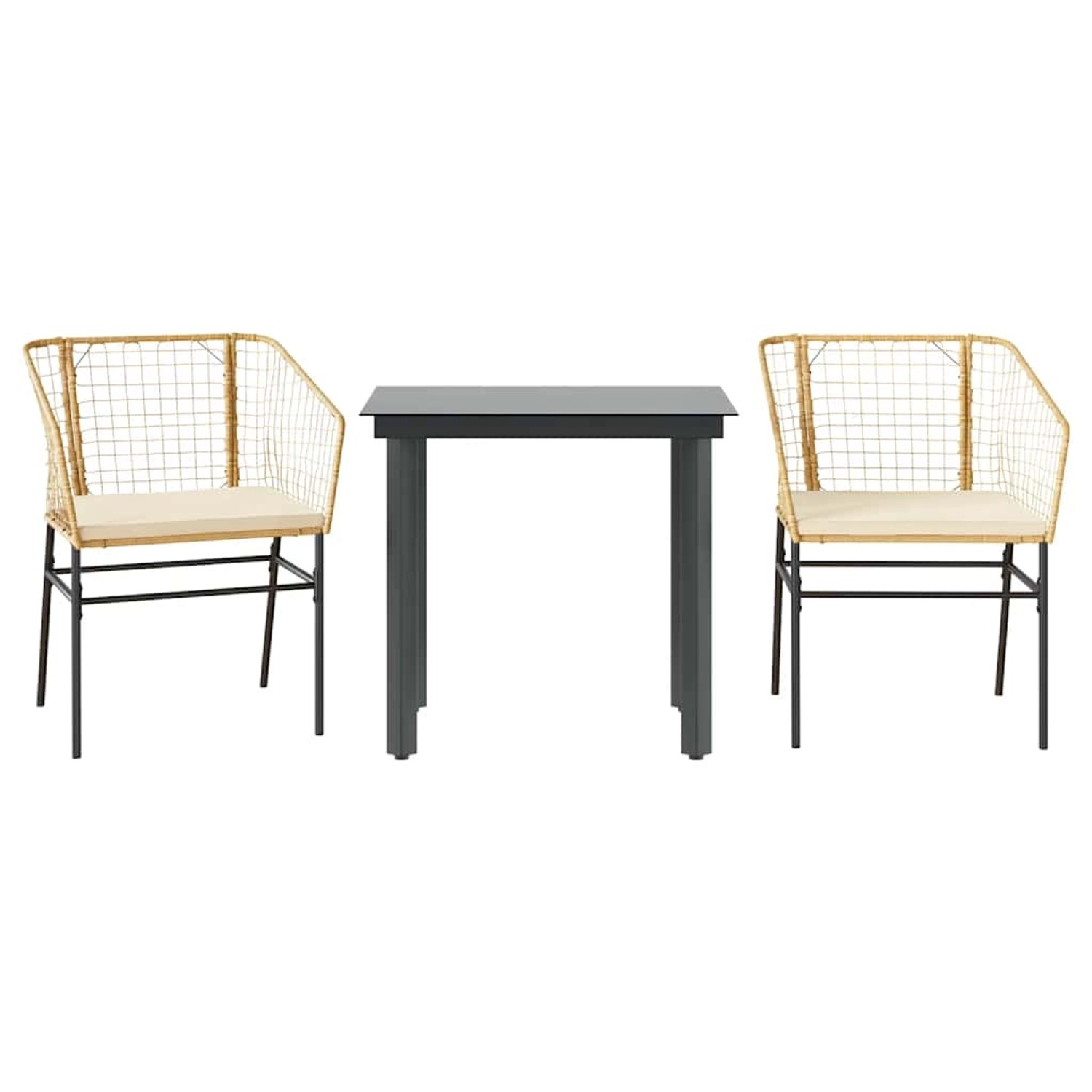 vidaXL 3-Tlg Garten-Essgruppe mit Kissen Braun Poly Rattan Glas 3334604 günstig online kaufen