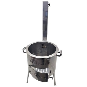 Grillpeter Utschak Timur Edelstahl Grill mit Abzugsrohr, Feuerofen für Kazan 10-16 Liter.