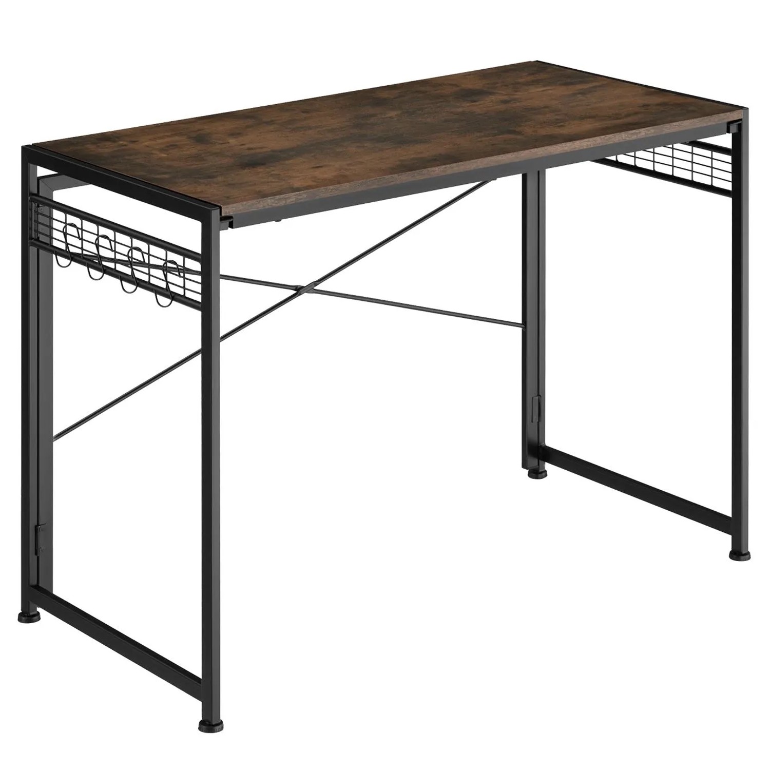 Tectake Schreibtisch Paterson Industrial Style Holz und Stahl  102 x 51 x 77 cm Industrial Holz Dunkel  Rustikal