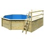 Karibu Holzpool Set mit Sonnenterrasse, Leiter und Filteranlage.