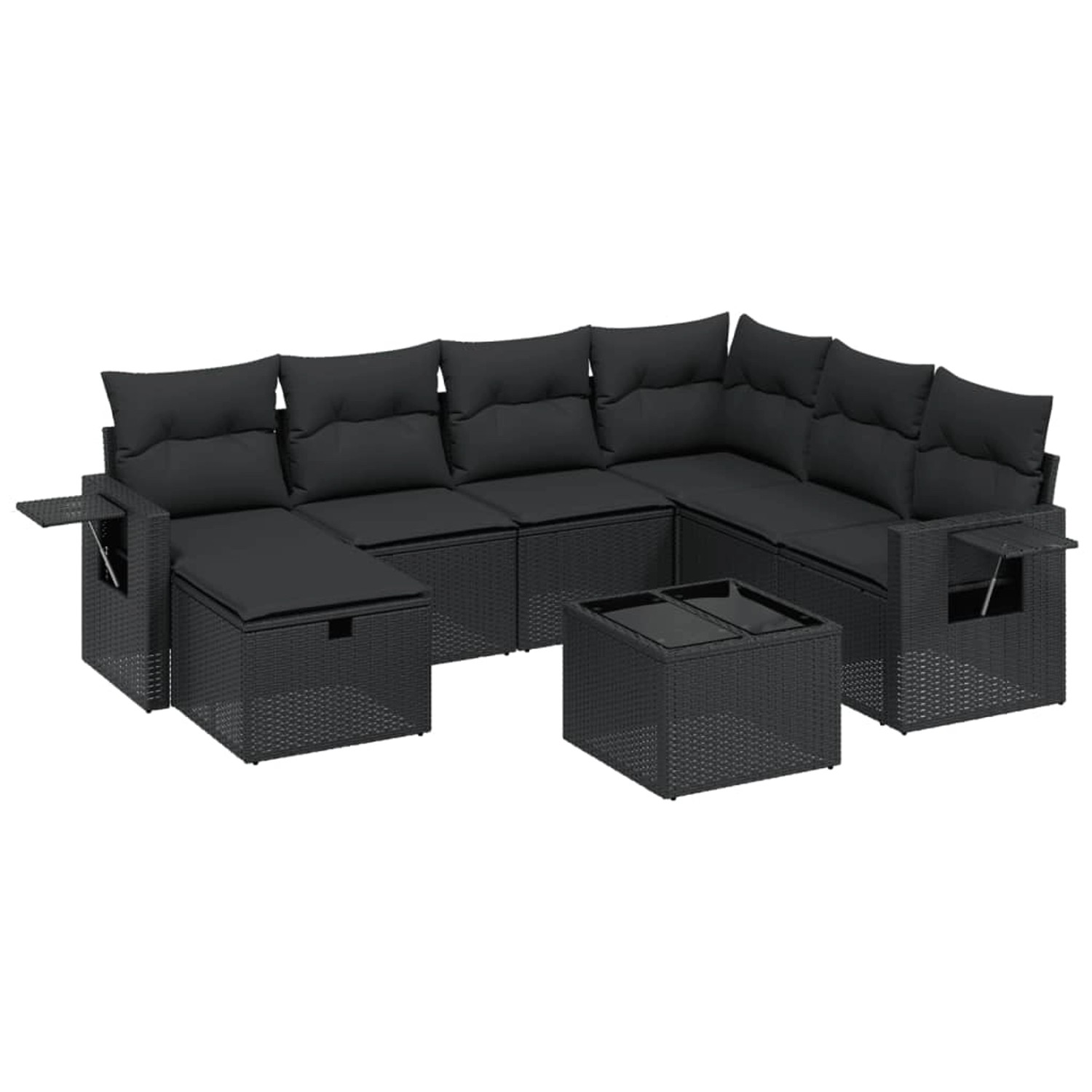 vidaXL 8-tlg Garten-Sofagarnitur mit Kissen Schwarz Poly Rattan Modell 111 günstig online kaufen