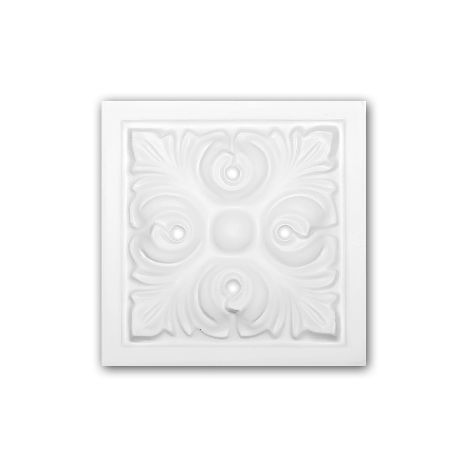 PROFHOME 154002 Zierelement Türumrandung Stuckdekor aus Polyurethan 9,6 cm x 9,6 cm x 3,0 cm Weiß