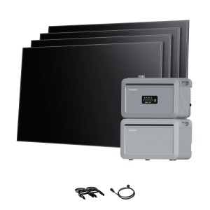 Growatt Balkonkraftwerk Set mit Speicher, Full-Black Solarmodulen und Zubehör.