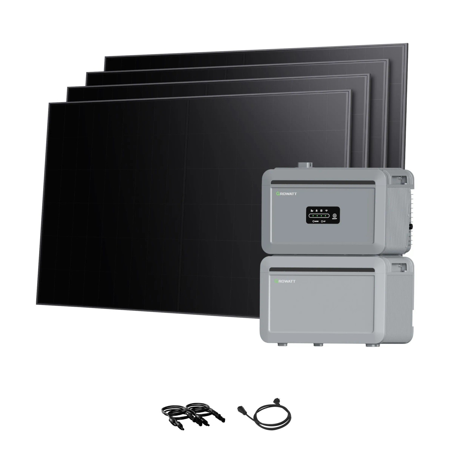 Growatt Balkonkraftwerk Set NEXA 2000 Speicher 4096 Wh mit 1920 W BC-Modulen Full-Black