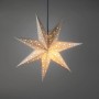 Beleuchteter Konstsmide Papierstern, weiß, 7 Zacken, mit Sternenmuster. Festliche Weihnachtsdekoration für Innen.