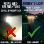 Vergleich: Helles Weglicht (X) vs. dezente Solar Zaunleuchte (✓) am 60x40 Zaunpfosten für stimmungsvolles Ambiente.