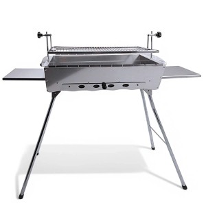 Grillpeter Mangal Edelstahl 2 mm Schaschlickgrill Set mit 11er Spießdreher