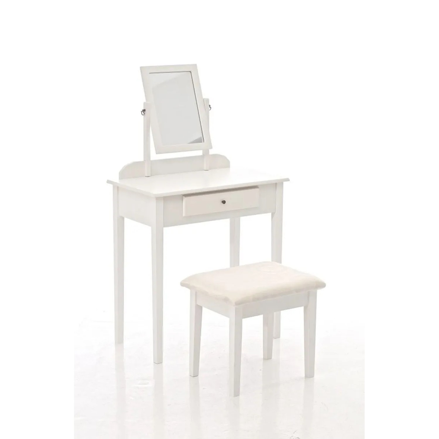 DELUKE Schminktisch TOULON Holz Weiß 72x41x76cm Schminktisch Spiegel Hocker Kosmetiktisch Frisiertisch Stauraum