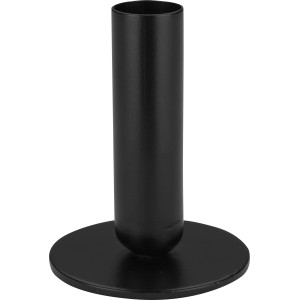 Schwarzer, runder Kerzenhalter aus Metall, 9 cm hoch, für Tafelkerzen. Tischdeko.