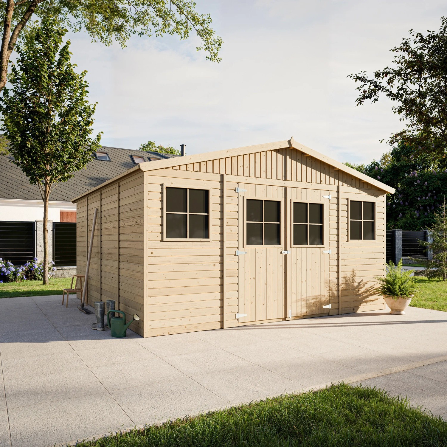 Timbela Gartenhaus aus Holz mit Fenstern und Boden, 15,84 m².