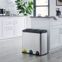 Svita Treteimer TC3X20, 60L Edelstahl Mülleimer mit 3 Fächern zur Mülltrennung in Silber.