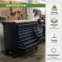 TRUTZHOLM Werkstattwagen Star XL aus Stahl, schwarz, mit Hartholzplatte, 12 Schubladen und Werkzeug.
