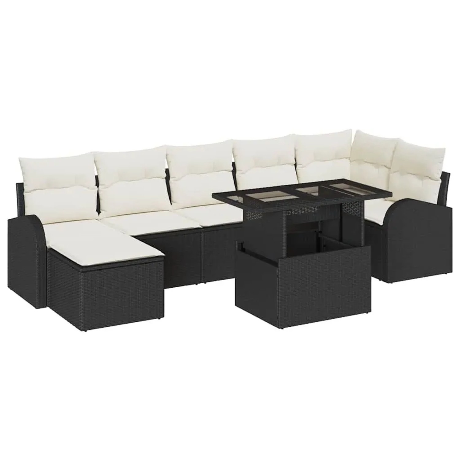 vidaXL Gartensofa-set mit Speicher 8-Tlg Schwarz und Creme Poly-Rattan 3348 günstig online kaufen