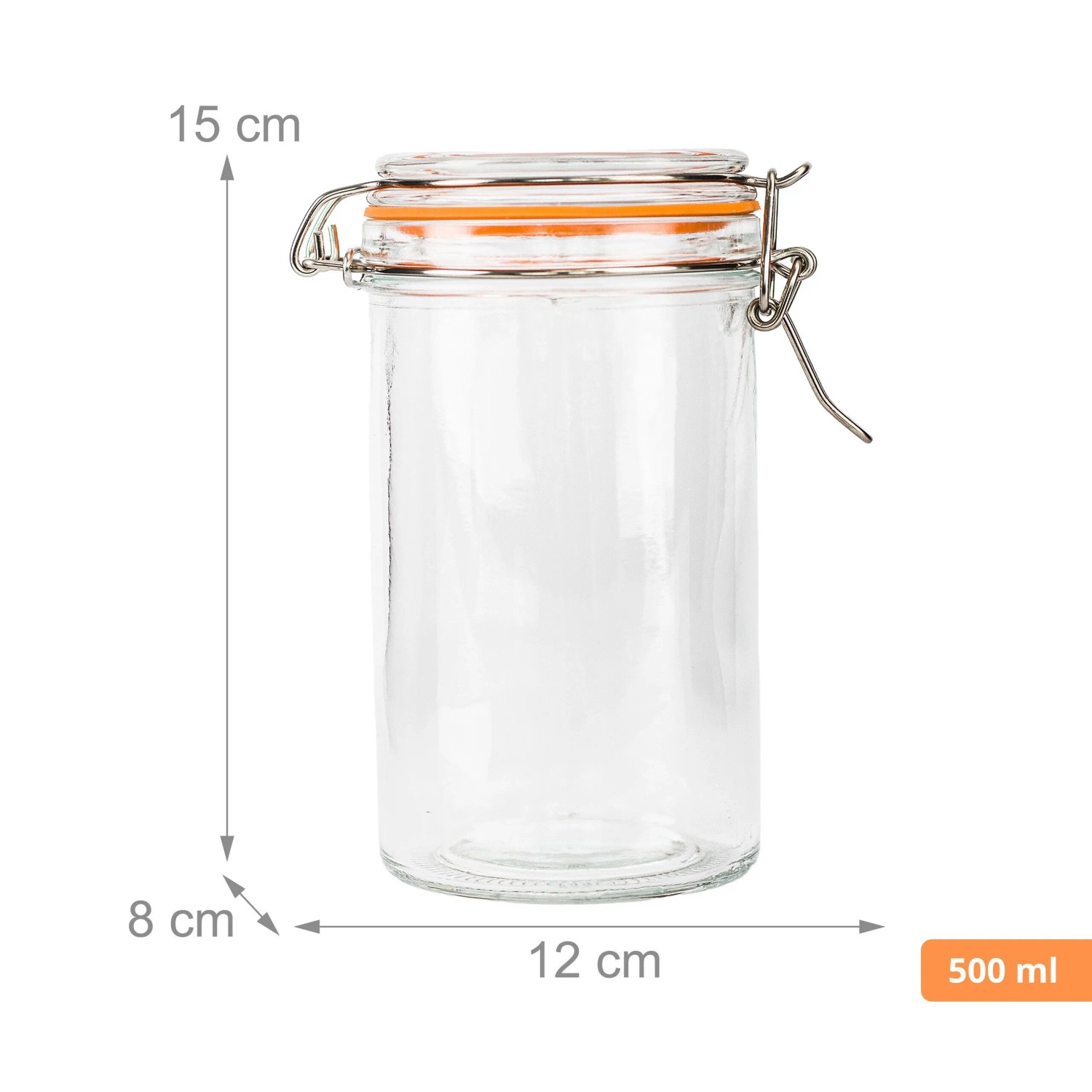 Relaxdays Einmachgläser 6er Set Glas Transparent Luftdicht Bügelverschluss 15 cm x 12 cm x 8 cm 500 ml_4