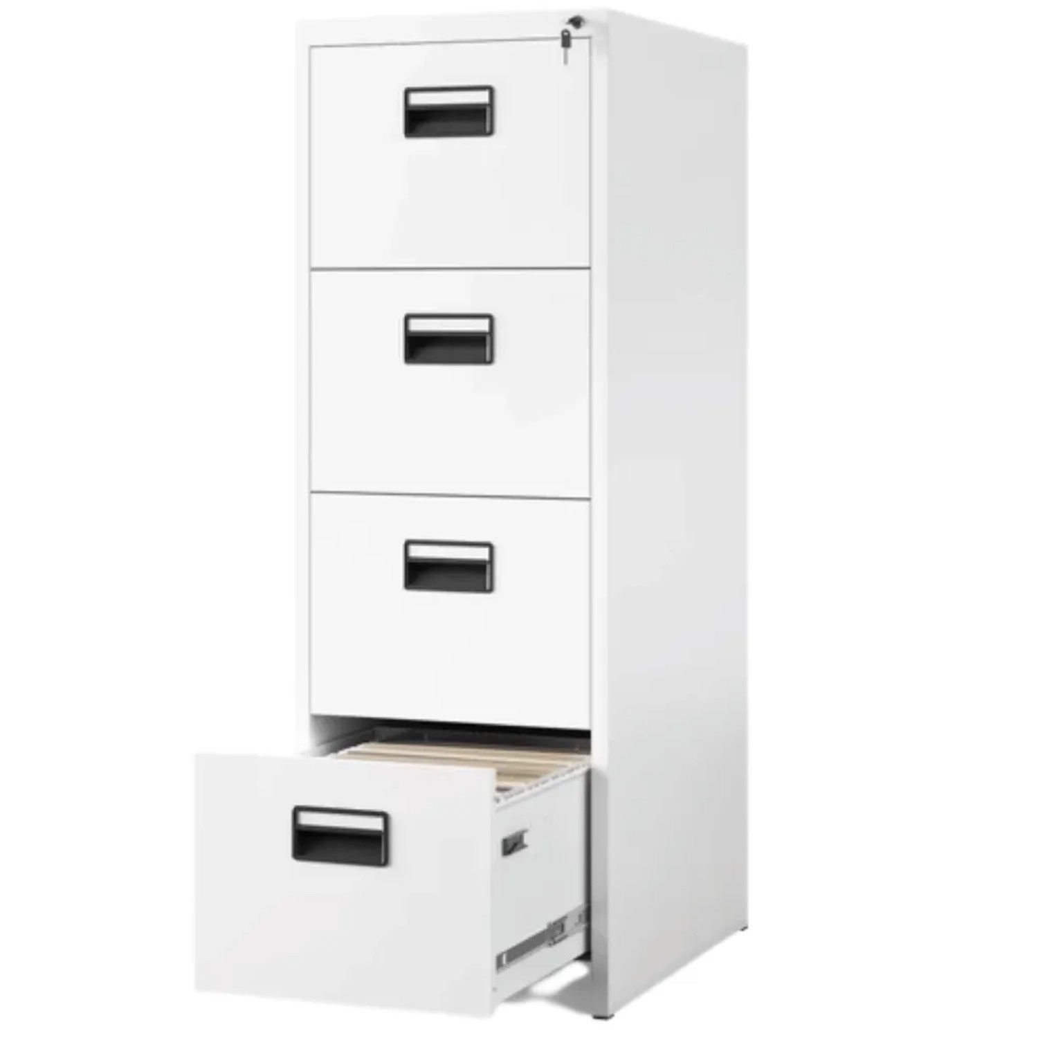JAN NOWAK Hängeregisterschrank Abschließbar SARA 4 Schubladen 132 x 46 x 62 cm Weiß