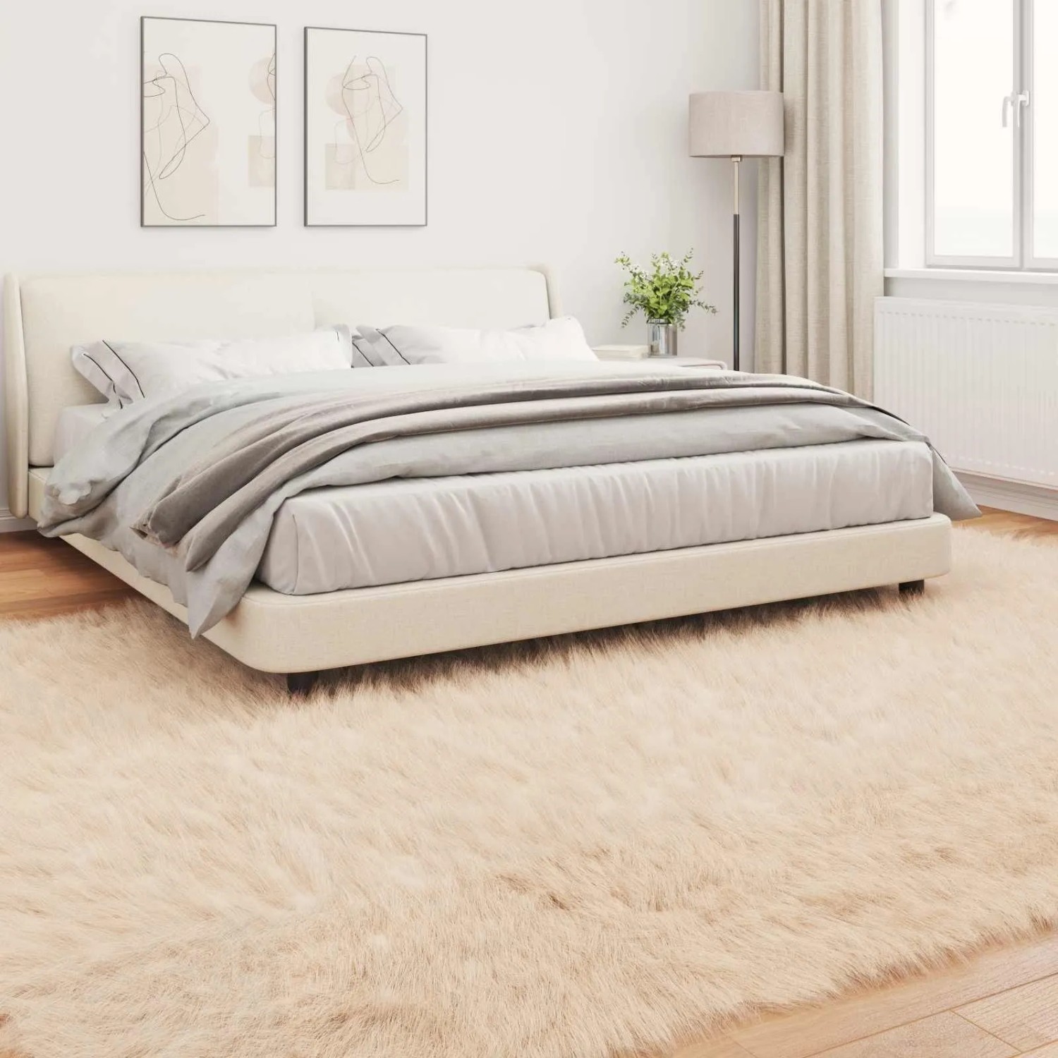 vidaXL Kunstschaffell Teppich Tafalla Beige 200 x 280 cm Polyester 42021485_4