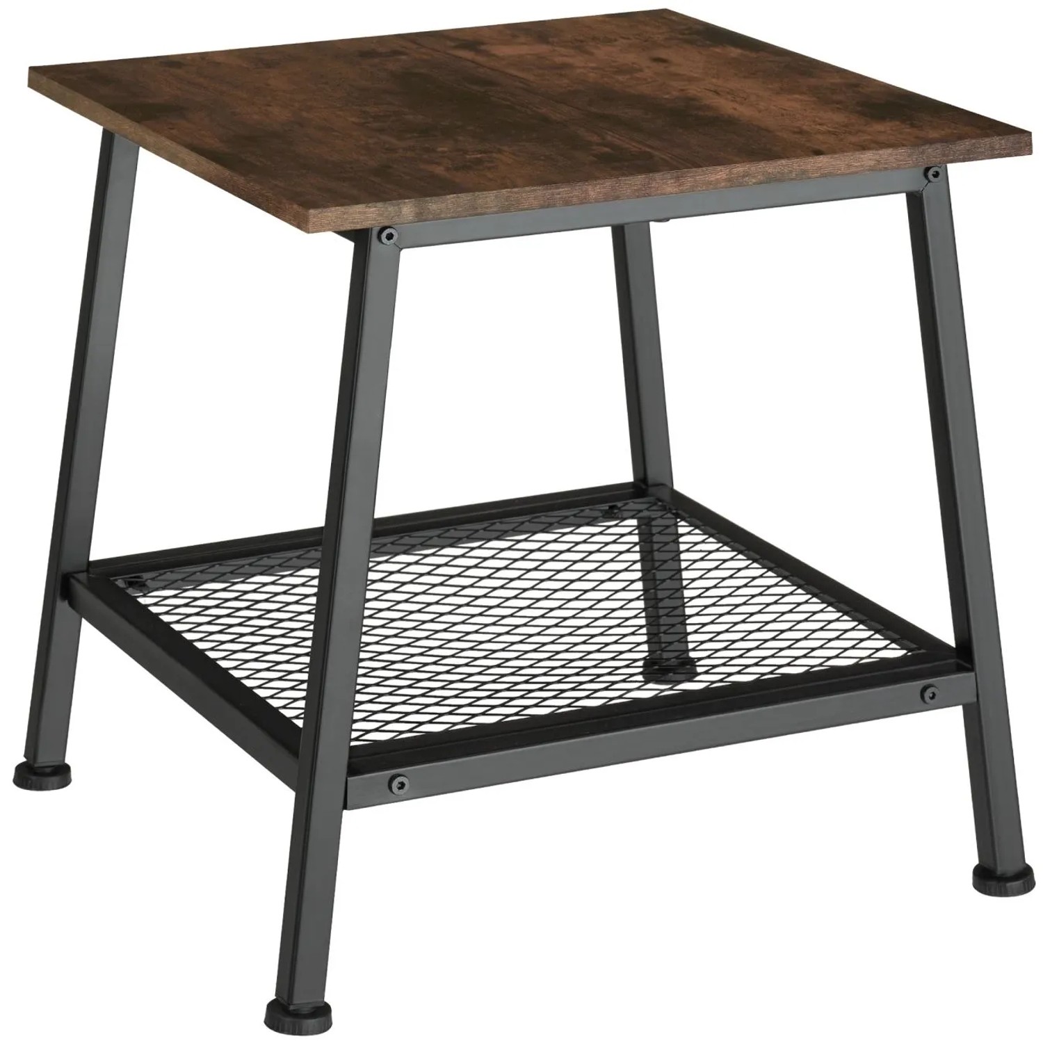 Tectake Beistelltisch Bedford Industrial Style Holz und Stahl  45 50 x 45 x 47 cm Industrial Holz Dunkel  Rustikal