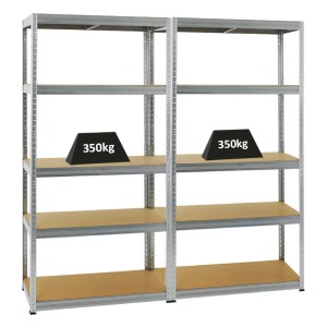 PROREGAL Mega Deal: 2 verzinkte Schwerlastregale mit 5 Böden, je 350 kg Traglast.