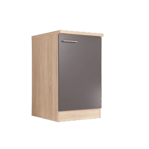 Respekta Spülenunterschrank Merle, 50 cm, grau, mit Tür und Metallgriff.